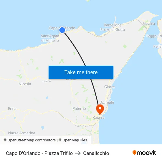 Capo D'Orlando - Trifilo Square to Canalicchio map