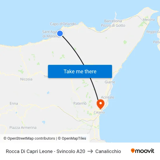Rocca Di Capri Leone - A20 Junction to Canalicchio map