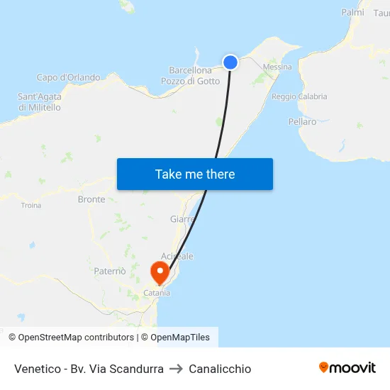 Venetico - Junction Via Scandurra to Canalicchio map