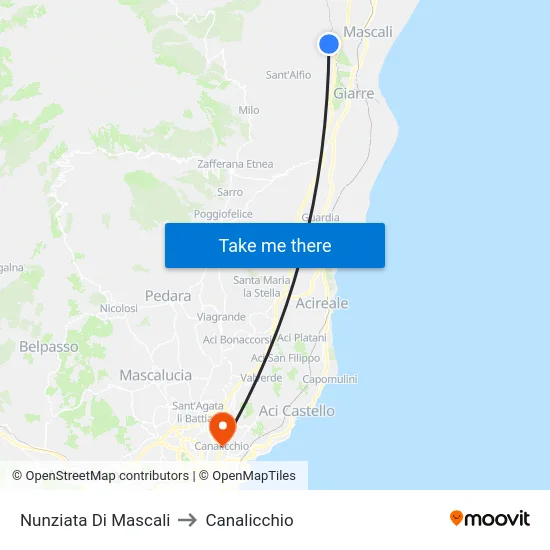 Nunziata Di Mascali to Canalicchio map