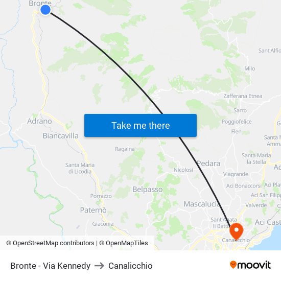 Bronte - Via Kennedy to Canalicchio map
