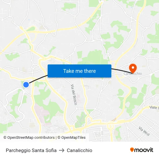 Santa Sofia Parking to Canalicchio map