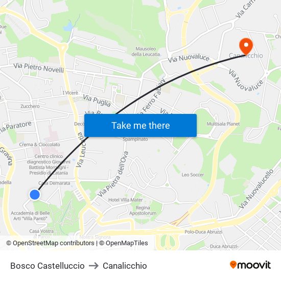 Bosco Castelluccio to Canalicchio map