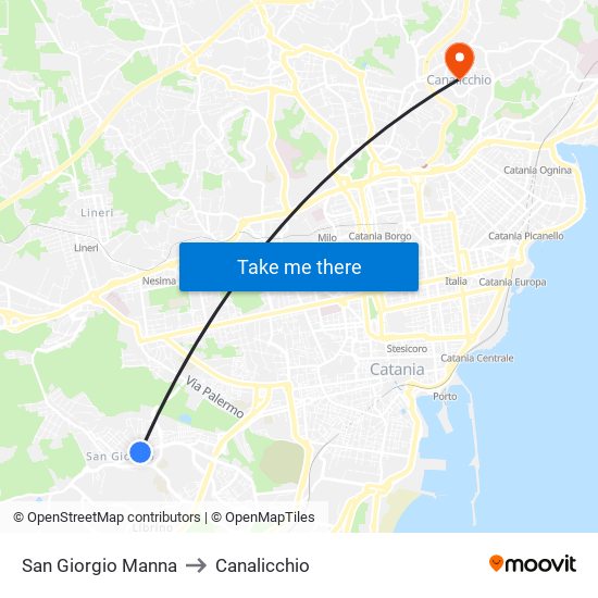 San Giorgio Manna to Canalicchio map