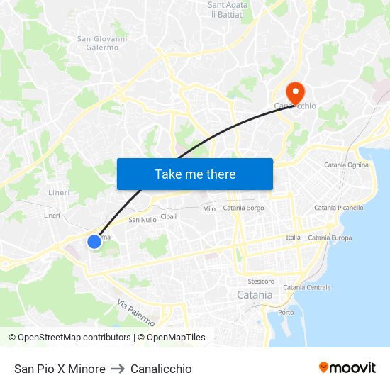 San Pio X Minore to Canalicchio map