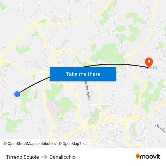 Tirreno Scuole to Canalicchio map
