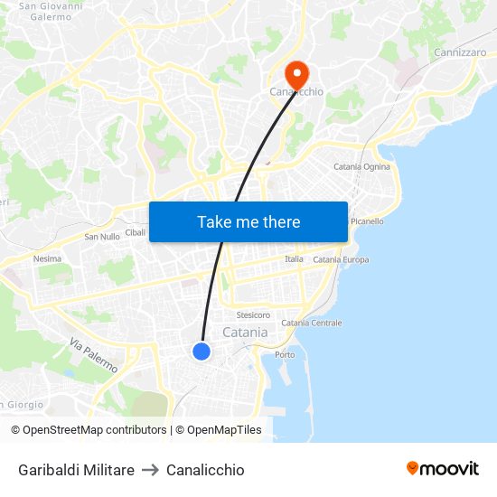 Garibaldi Militare to Canalicchio map