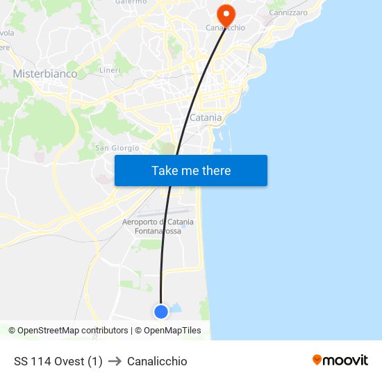 SS 114 Ovest (1) to Canalicchio map