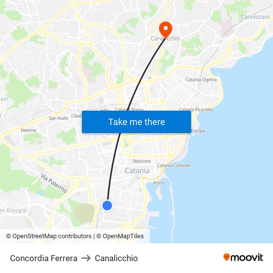 Concordia Ferrera to Canalicchio map
