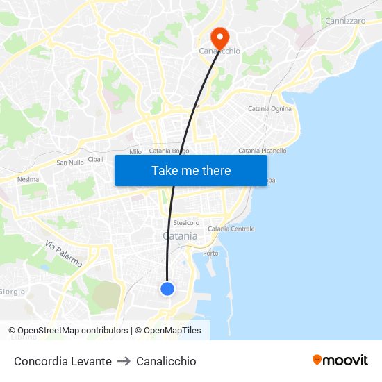 Concordia Levante to Canalicchio map