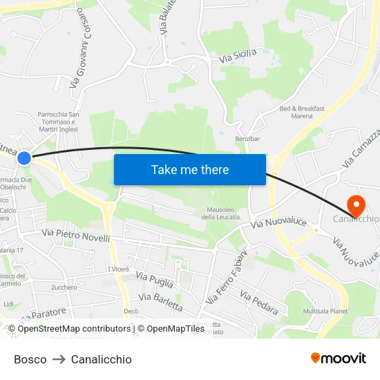 Bosco to Canalicchio map