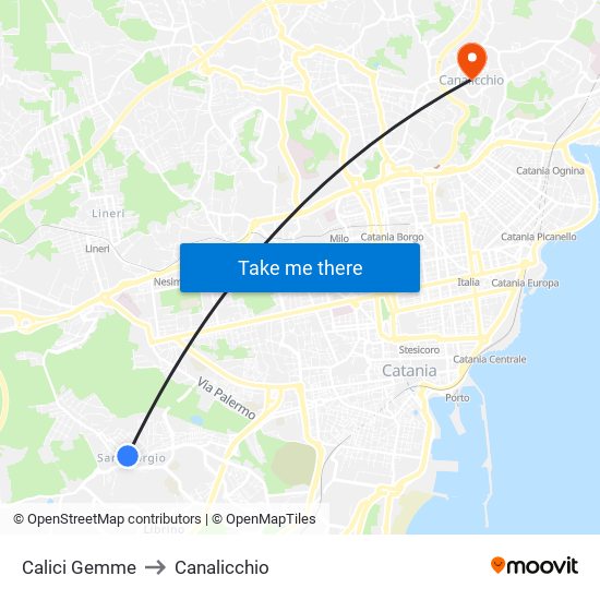 Calici Gemme to Canalicchio map