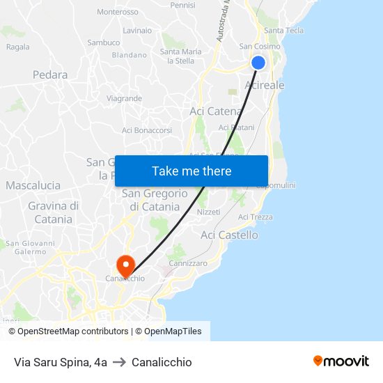 Via Saru Spina, 4a to Canalicchio map