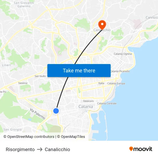 Risorgimento to Canalicchio map