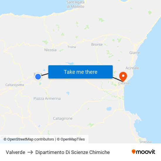 Valverde to Dipartimento Di Scienze Chimiche map