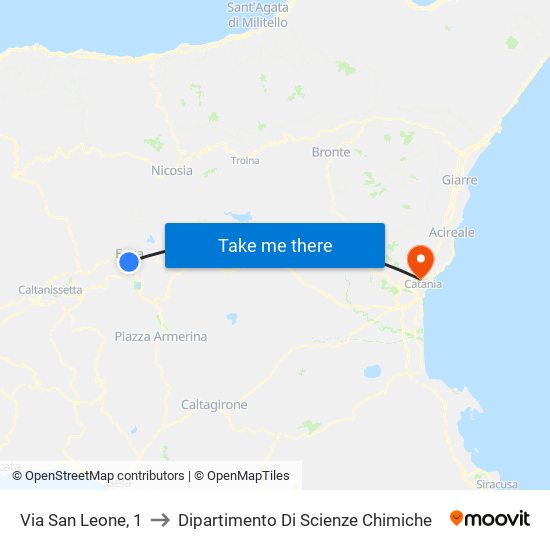 Via San Leone, 1 to Dipartimento Di Scienze Chimiche map