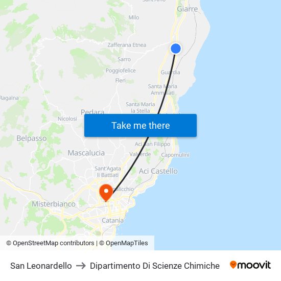 San Leonardello to Dipartimento Di Scienze Chimiche map