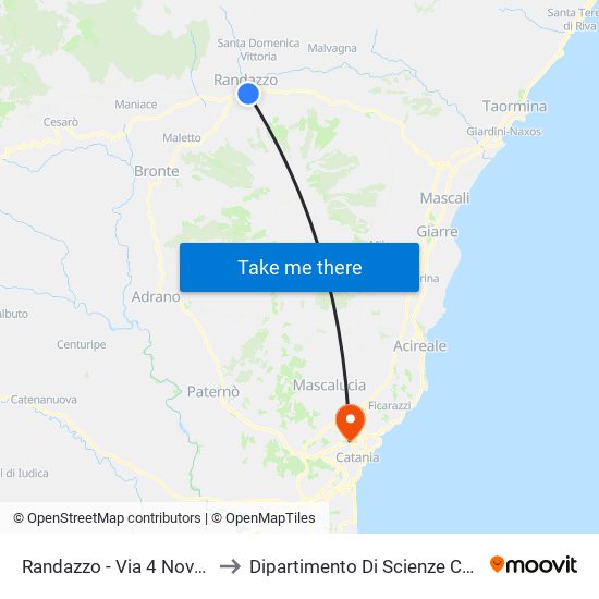 Randazzo - Via 4 Novembre to Dipartimento Di Scienze Chimiche map