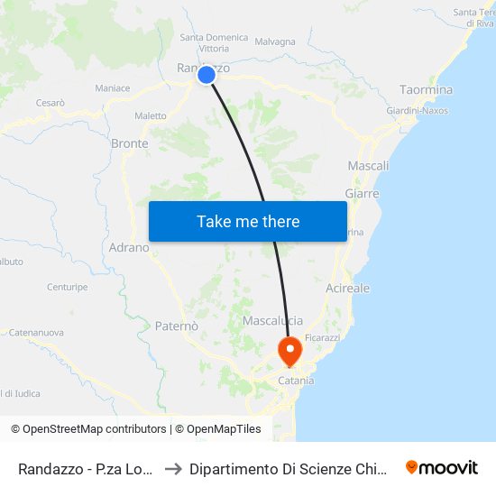 Randazzo - P.za Loreto to Dipartimento Di Scienze Chimiche map