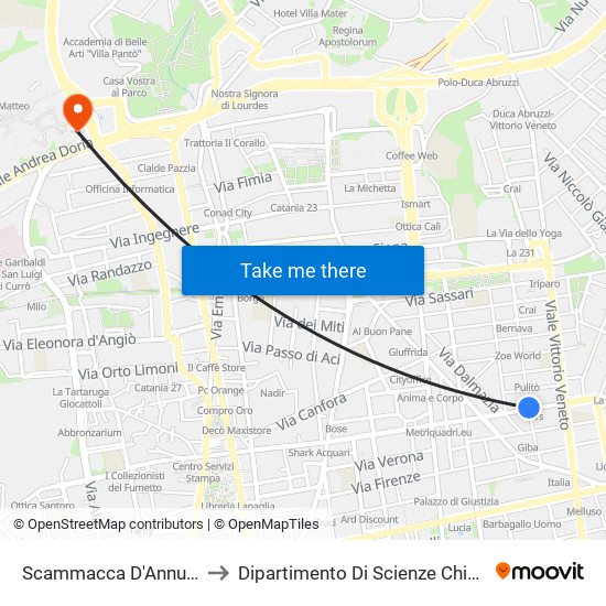 Scammacca D'Annunzio to Dipartimento Di Scienze Chimiche map