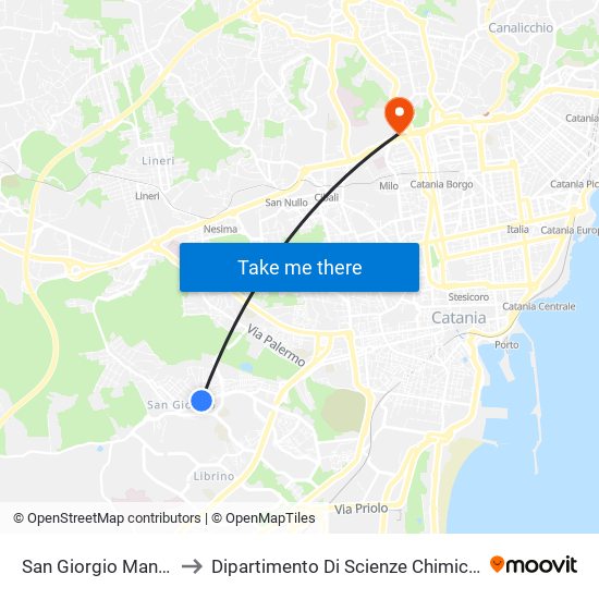 San Giorgio Manna to Dipartimento Di Scienze Chimiche map