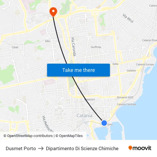Dusmet Porto to Dipartimento Di Scienze Chimiche map