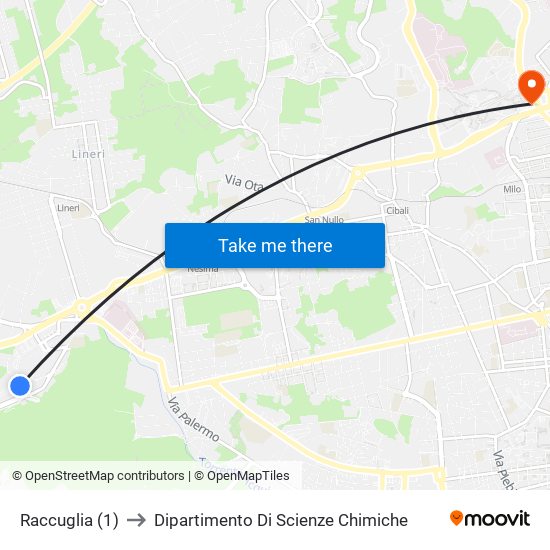 Raccuglia (1) to Dipartimento Di Scienze Chimiche map