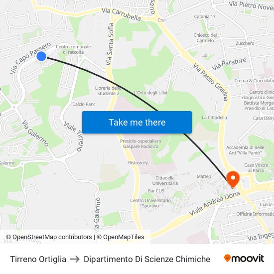 Tirreno Ortiglia to Dipartimento Di Scienze Chimiche map