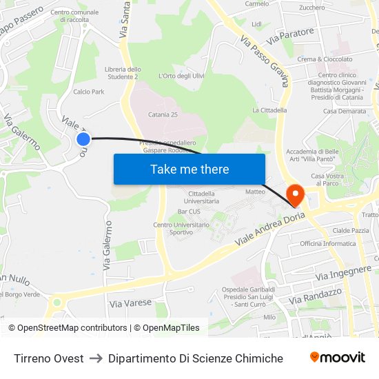 Tirreno Ovest to Dipartimento Di Scienze Chimiche map