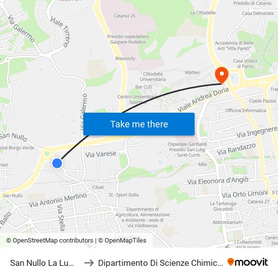 San Nullo La Lumia to Dipartimento Di Scienze Chimiche map