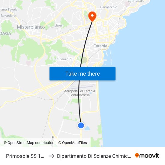 Primosole SS 114 to Dipartimento Di Scienze Chimiche map