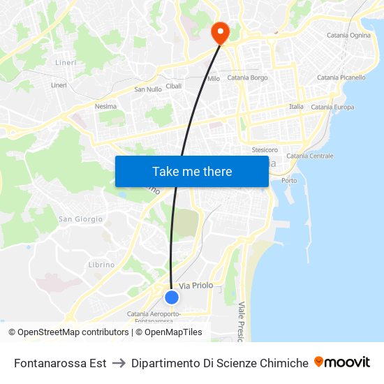 Fontanarossa Est to Dipartimento Di Scienze Chimiche map
