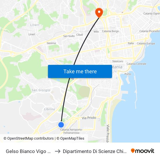 Gelso Bianco Vigo Nord to Dipartimento Di Scienze Chimiche map