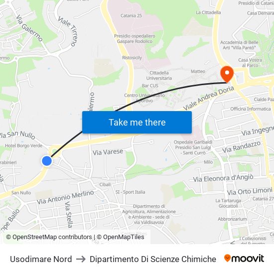 Usodimare Nord to Dipartimento Di Scienze Chimiche map
