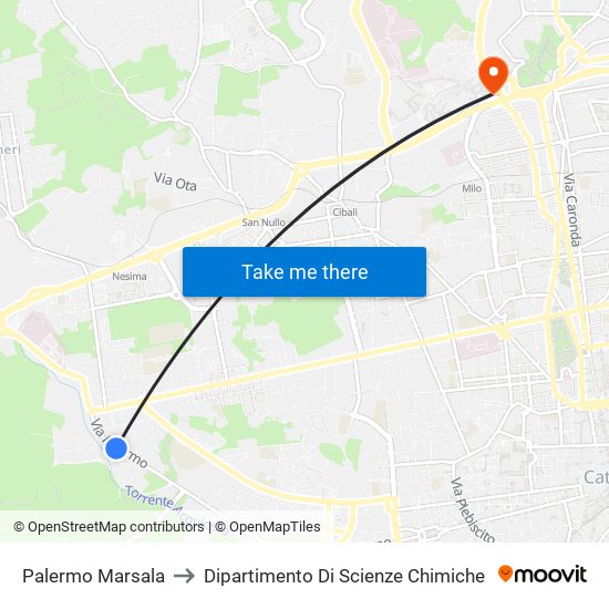 Palermo Marsala to Dipartimento Di Scienze Chimiche map