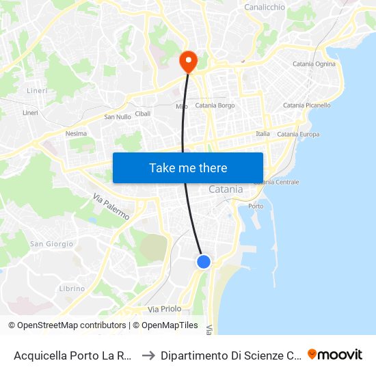 Acquicella Porto La Rena Sud to Dipartimento Di Scienze Chimiche map