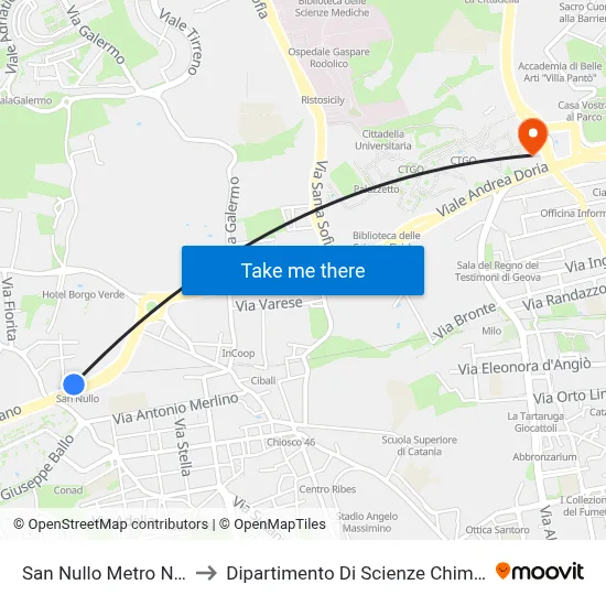 San Nullo Metro North to Department of Chemical Sciences map