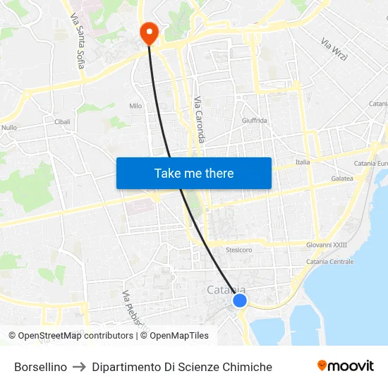 Borsellino to Department of Chemical Sciences map