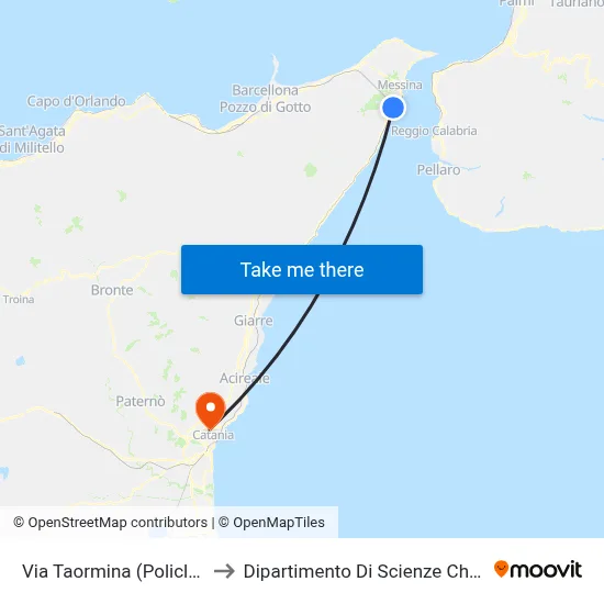 Via Taormina (Hospital) to Department of Chemical Sciences map