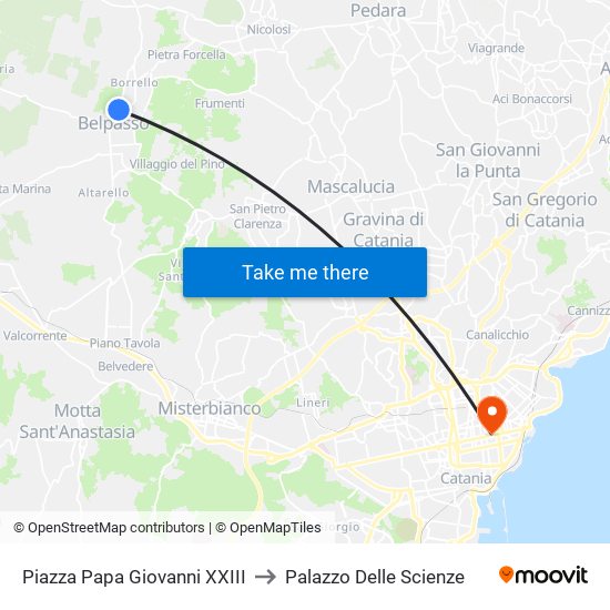 Piazza Papa Giovanni XXIII to Palazzo Delle Scienze map