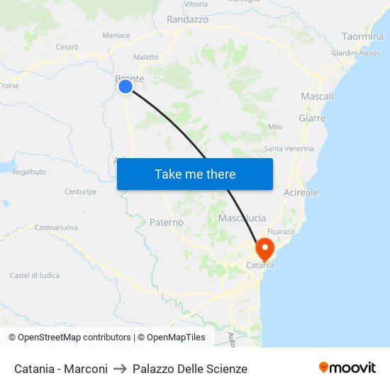 Catania - Marconi to Palazzo Delle Scienze map