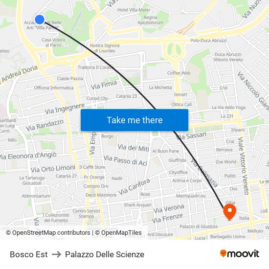 Bosco Est to Palazzo Delle Scienze map