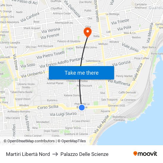 Martiri Libertà Nord to Palazzo Delle Scienze map
