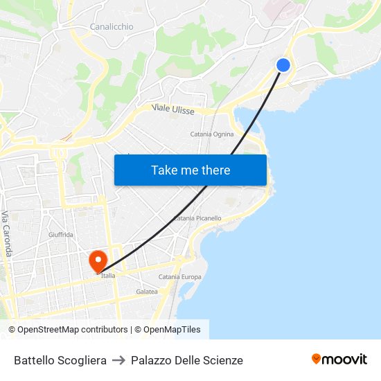 Battello Scogliera to Palazzo Delle Scienze map