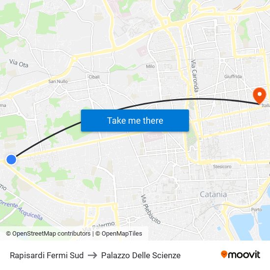 Rapisardi Fermi Sud to Palazzo Delle Scienze map