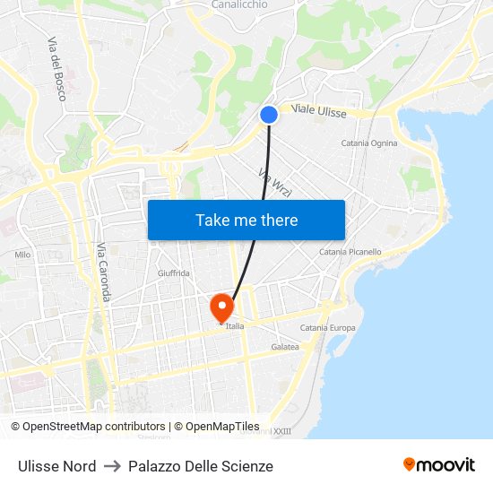 Ulisse Nord to Palazzo Delle Scienze map