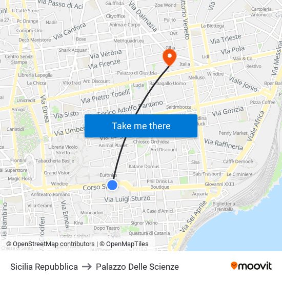 Sicilia Repubblica to Palazzo Delle Scienze map