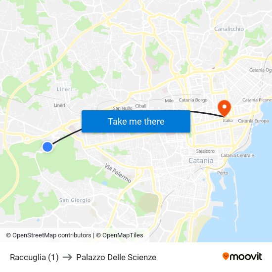 Raccuglia (1) to Palazzo Delle Scienze map