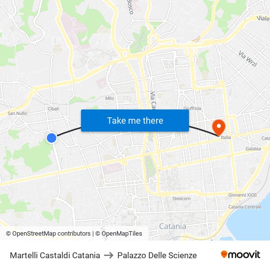 Martelli Castaldi Catania to Palazzo Delle Scienze map