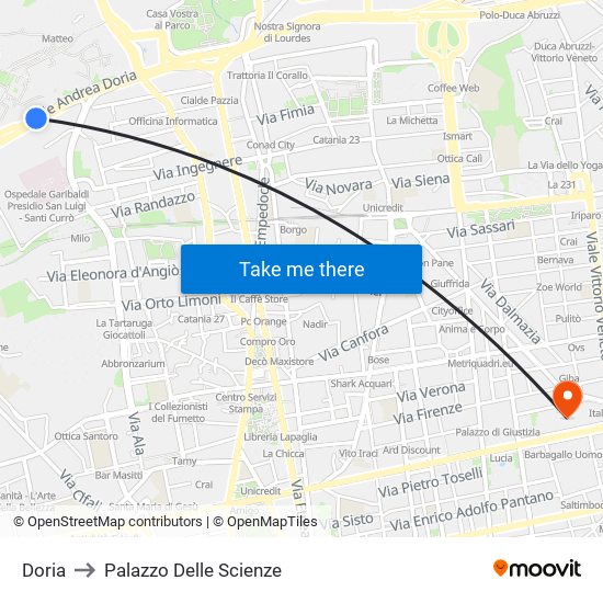 Doria to Palazzo Delle Scienze map